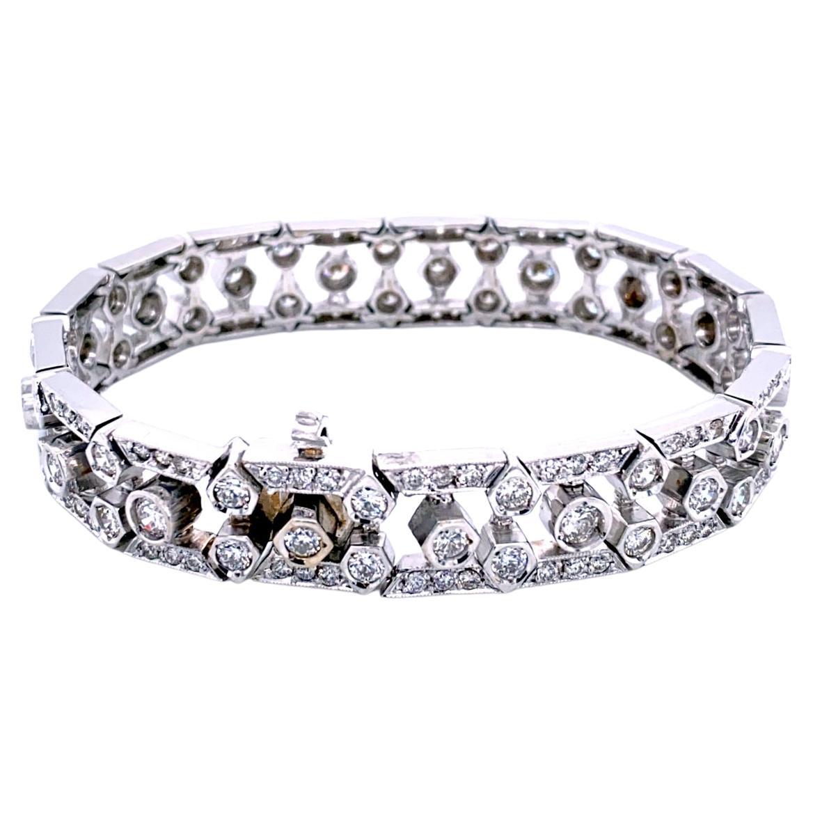 Bracelet tennis ancien en diamants de 7,25 carats de conception ancienne