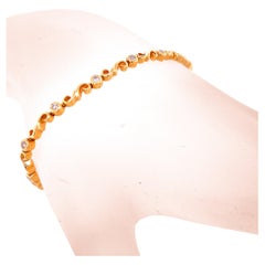 0.40 Carat Bezel Set Round Diamond S-Shape 14 Karat Gold Bracelet