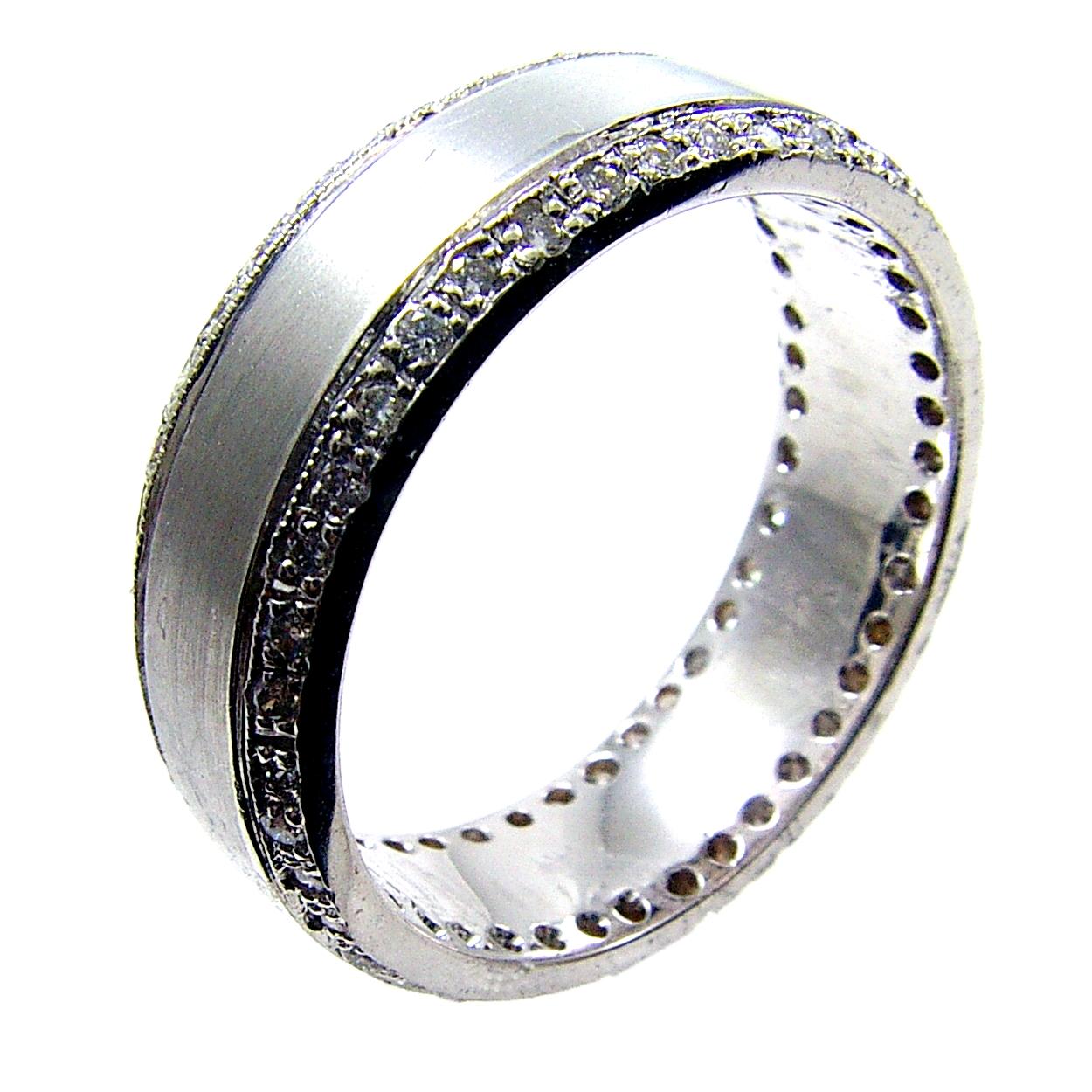 Men's 0.62 Carat Pave Set Eternity Style Diamond 18 Karat Gents Ring For Sale