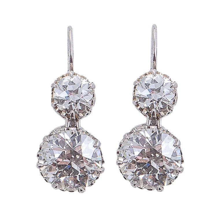 Diamond Platinum Two-Stone Earrings