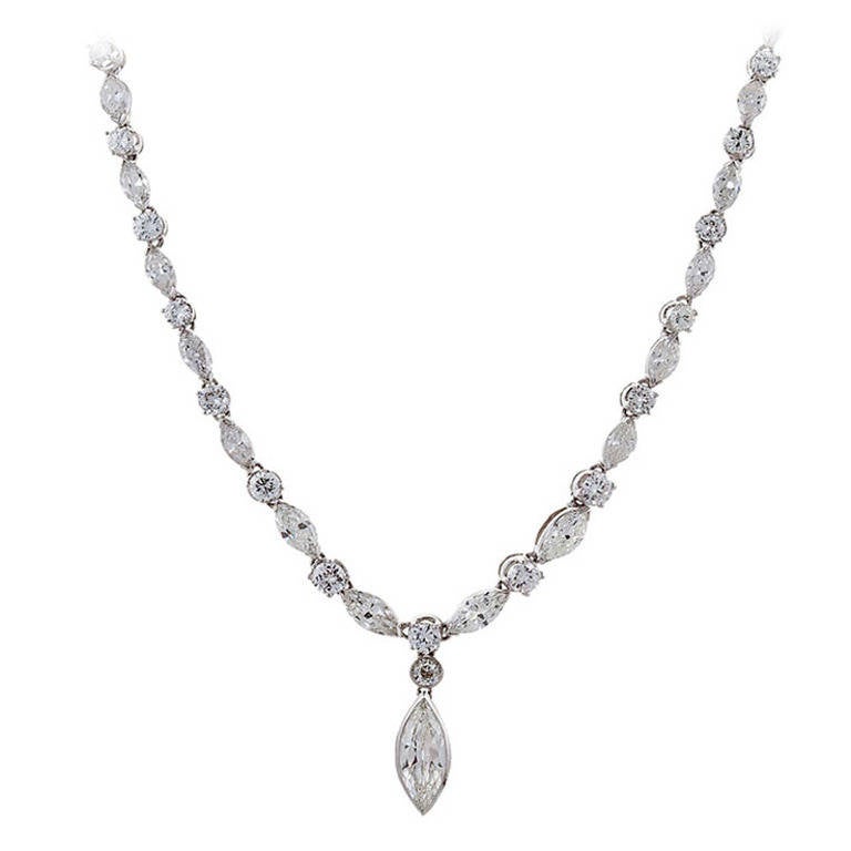 Diamond Platinum Necklace For Sale