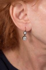 Victorian 8.31 Carats Diamond, Silver & Gold Two-Stone Earrings