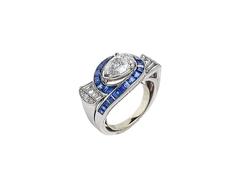Oscar Heyman Art Deco GIA Cert. 1.39 Ct. D-Color Diamond Sapphire Platinum Ring