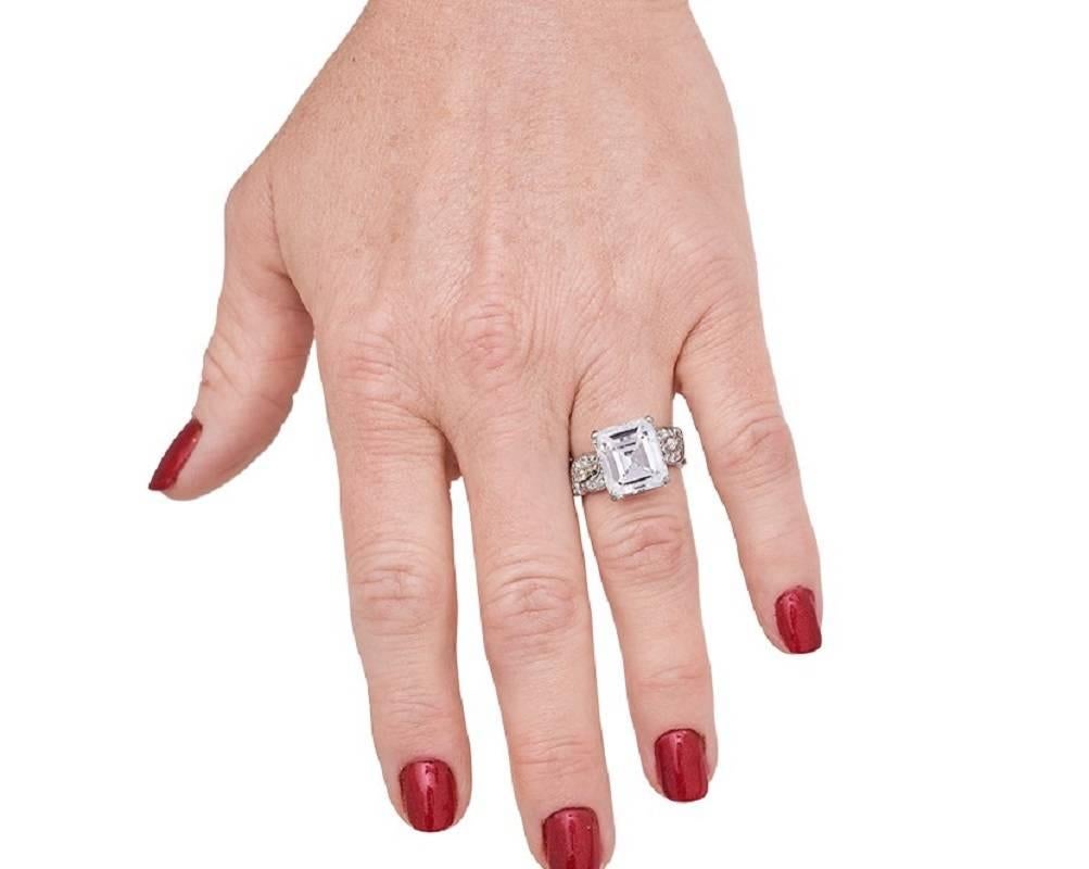 Emerald Cut GIA Certified 6.82 Carat Emerald-Cut Diamond and Platinum Engagement Ring For Sale