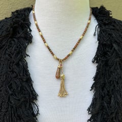 19" Unakite & Garnet Necklace with Three Removable Fobs, all in 14K or 18K Gold