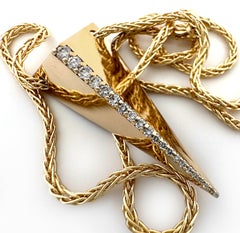 Pendentif « Spiky » : diamants naturels de 0,32 carat sur une chaîne « Wheat » de 16 pouces, le tout en or 14 carats