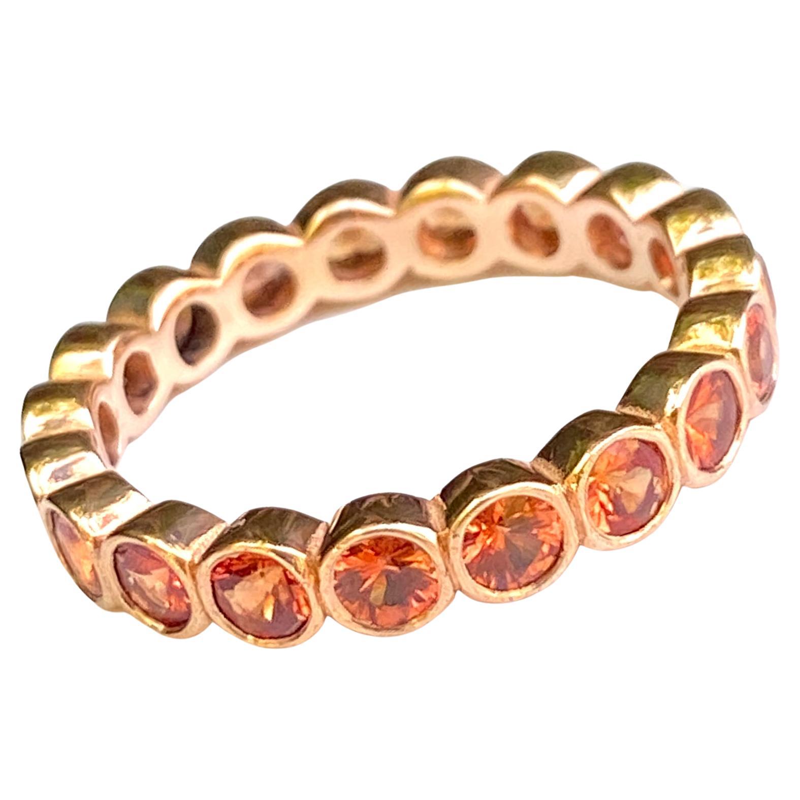 2.3 Carat Natural Orange Sapphire Eternity or Stacker Band in Rose Gold