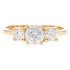 Yellow Gold Diamond Three-Stone Engagement Ring - 14k Round Brilliant 1.12ctw