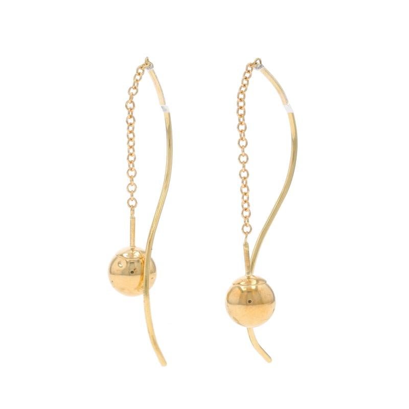 Boucles d'oreilles enfilage de perles en or jaune - 14k Ball and Ball Pierced Excellent état - En vente à Greensboro, NC