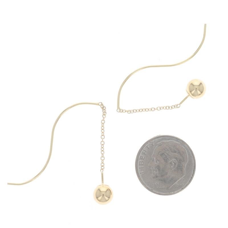 Boucles d'oreilles enfilage de perles en or jaune - 14k Ball and Ball Pierced Pour femmes en vente