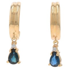 Boucles d'oreilles en or jaune saphir et diamant - 14k Pear 1.03ctw Dangle