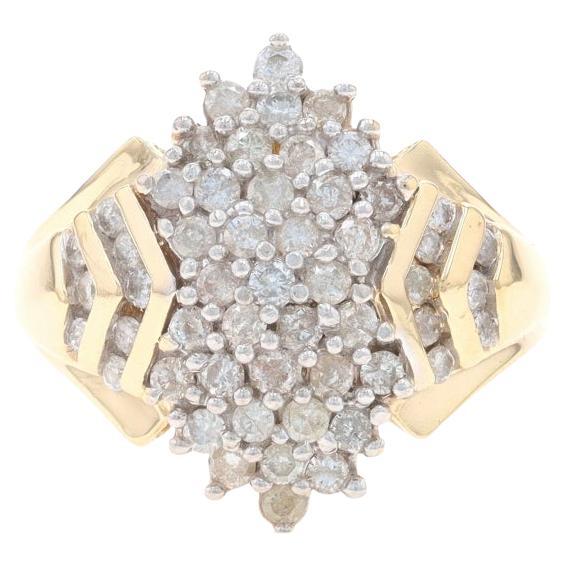 Anello cocktail con cluster di diamanti in oro giallo - 10k Round Brilliante 1.00ctw