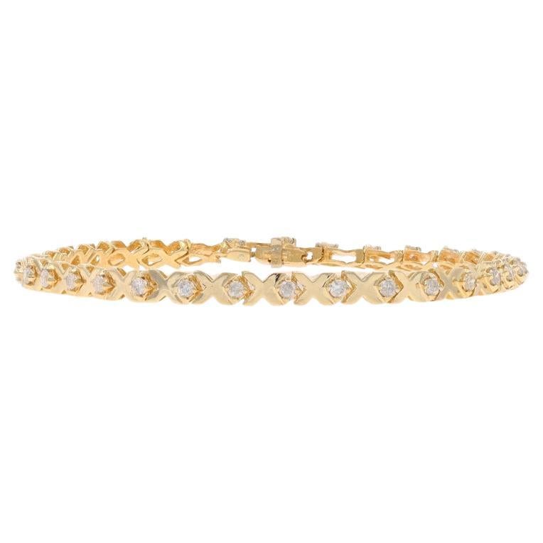 Yellow Gold Diamond X Link Bracelet 7" - 14k Round Brilliant 1.00ctw en vente
