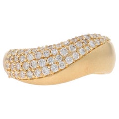 Yellow Gold Diamond Wavy Band - 14k Round Brilliant .50ctw Asymmetrical Ring