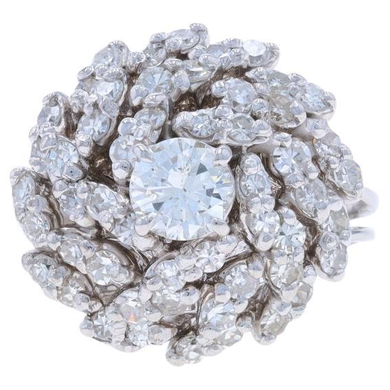 Anello Cocktail con Cluster di Diamanti in Oro Bianco - 14k Brillante Rotondo 1.80ctw