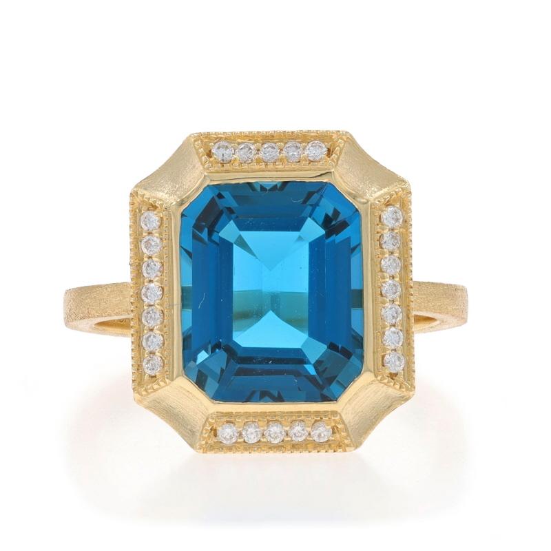 Bague cocktail en or jaune London Blue Topaz Diamond - 14k Emerald 4.33ctw Halo