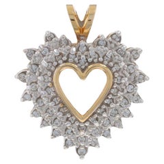 Pendentif coeur en or jaune - 14k Rond Brillant .50ctw Love Wreath