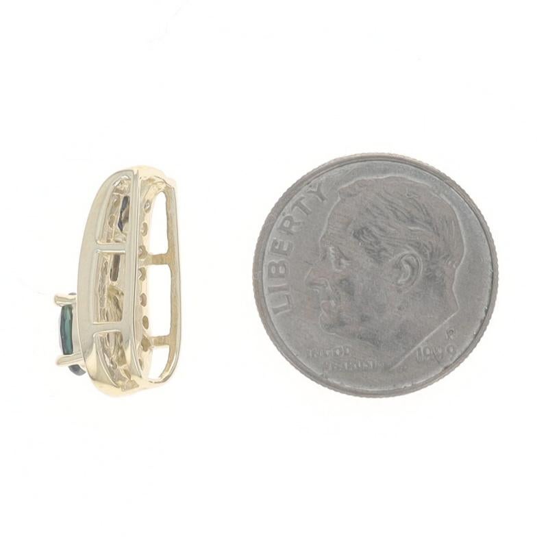 Pendentif en or jaune avec saphir et diamant - 14k Ovale et carré .97ctw Excellent état - En vente à Greensboro, NC