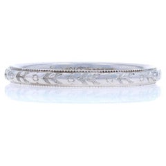Fascia nuziale in oro bianco Art Deco - Anello 18k SZ 6