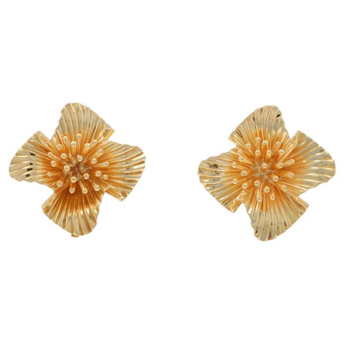 Tiffany & Co. Orecchini grandi floreali vintage - Oro giallo 14k - Clip On