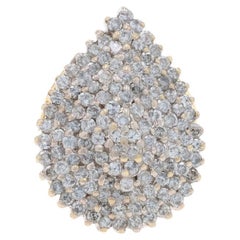 Yellow Gold Diamond Cluster Cocktail Ring - 10k Round Brilliant 4.00ctw Teardrop