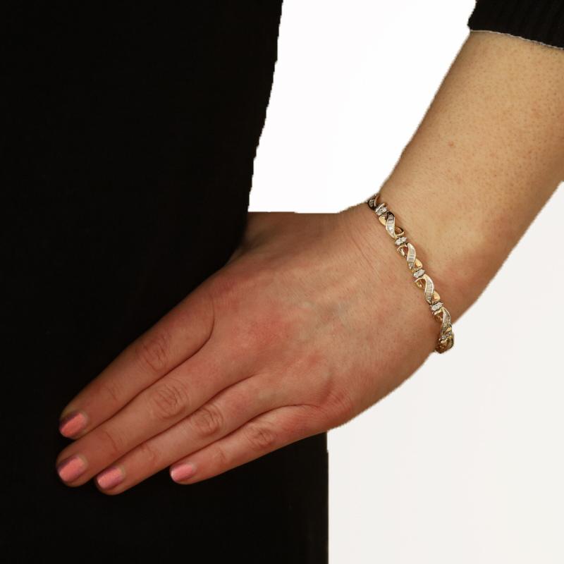Taglio rotondo Bracciale A Link in oro giallo 7