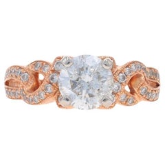 Anello di fidanzamento con diamanti in oro rosa - 14k Brilliante rotondo 1,55ctw