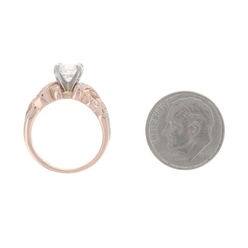 Donna Anello di fidanzamento con diamanti in oro rosa - 14k Brilliante rotondo 1,55ctw in vendita