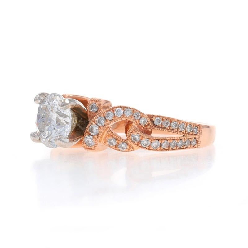Taglio rotondo Anello di fidanzamento con diamanti in oro rosa - 14k Brilliante rotondo 1,55ctw in vendita