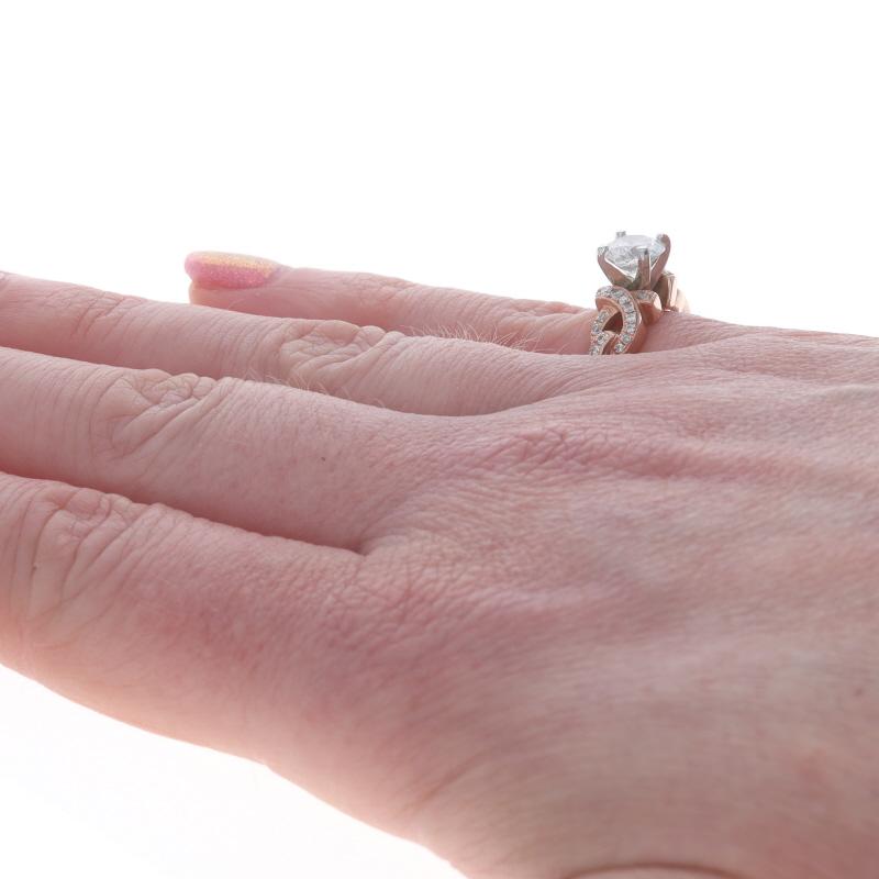 Anello di fidanzamento con diamanti in oro rosa - 14k Brilliante rotondo 1,55ctw In condizioni ottime in vendita a Greensboro, NC