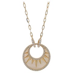 Gelbgold Perlmutt Diamant himmlische Halskette - 14k .26ctw einstellbar
