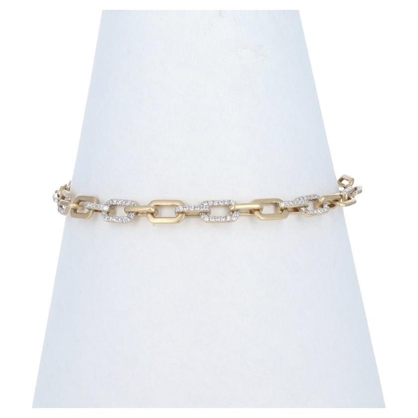 Bracciale a catena con diamanti in oro giallo 7 1/4" - 14k Single .62ctw in vendita