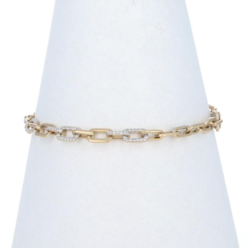Taglio singolo Bracciale a catena con diamanti in oro giallo 7 1/4