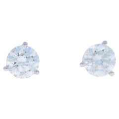 Boucles d'oreilles diamant en or blanc - 14k Round Brilliante 2.04ctw Pierced
