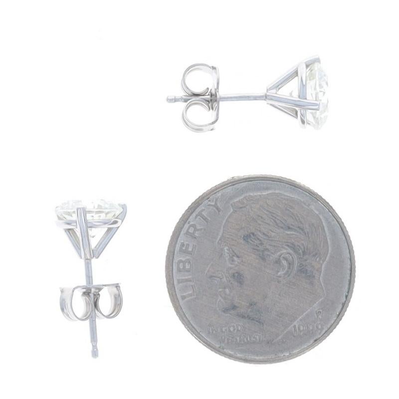 Boucles d'oreilles diamant en or blanc - 14k Round Brilliante 2.04ctw Pierced Pour femmes en vente