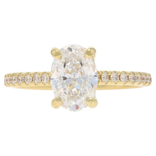 Anello di fidanzamento in oro giallo - 14k Oval 1.40ctw French Set