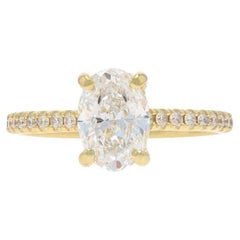 Anello di fidanzamento in oro giallo - 14k Oval 1.40ctw French Set