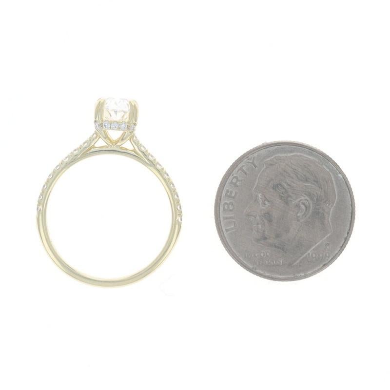 Bague de fiançailles en or jaune - 14k Oval 1.40ctw French Set Excellent état - En vente à Greensboro, NC