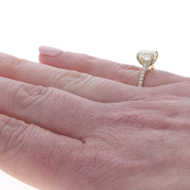 Taille ovale Bague de fiançailles en or jaune - 14k Oval 1.40ctw French Set en vente