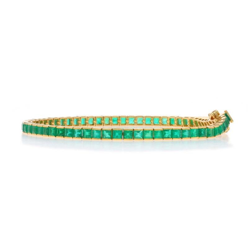 Bracelet de tennis en or jaune avec émeraude 7 1/2