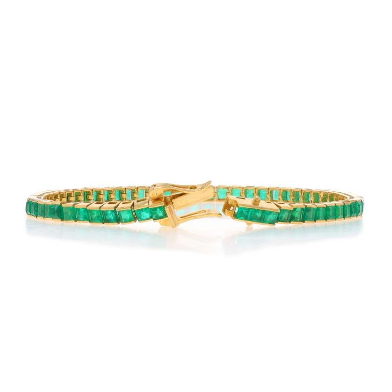 Bracelet de tennis en or jaune avec émeraude 7 1/2