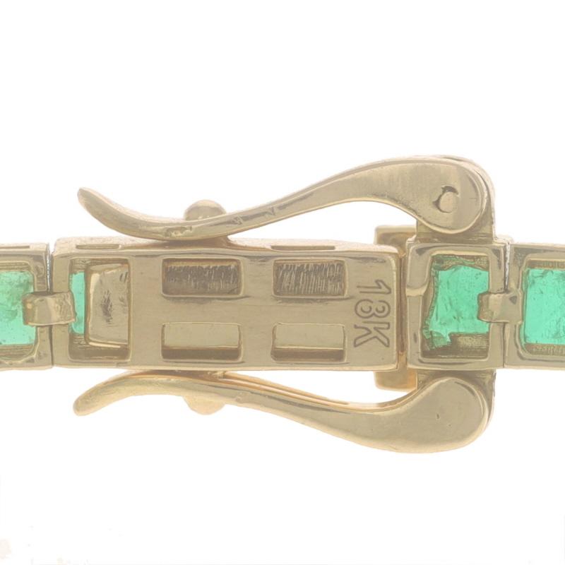 Bracelet de tennis en or jaune avec émeraude 7 1/2
