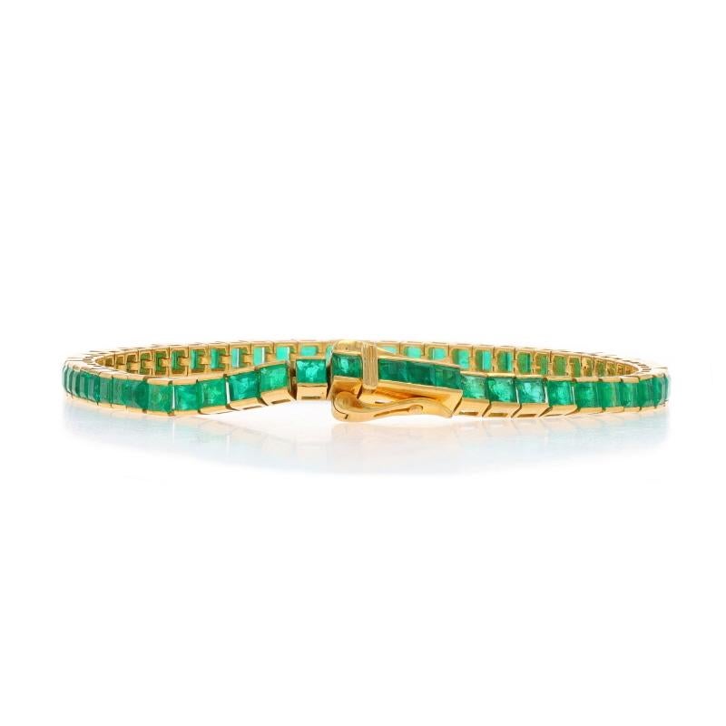 Bracelet de tennis en or jaune avec émeraude 7 1/2