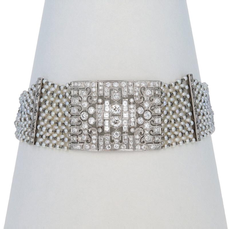 Collana Choker Station con diamanti Art Deco da 13" - 14k European 8.00ctw in vendita