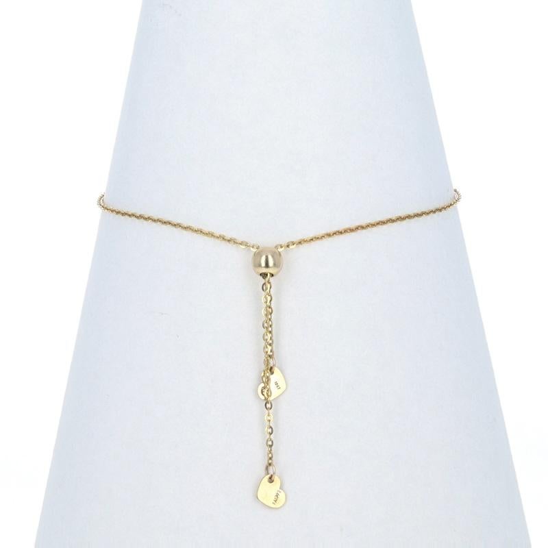 Donna Bracciale Bolo a catena piatta con cuore in oro giallo - Amore 10k - Scivolare regolabile in vendita