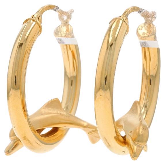 Boucles d'oreilles dauphin en or jaune - 14k Ocean Pierced