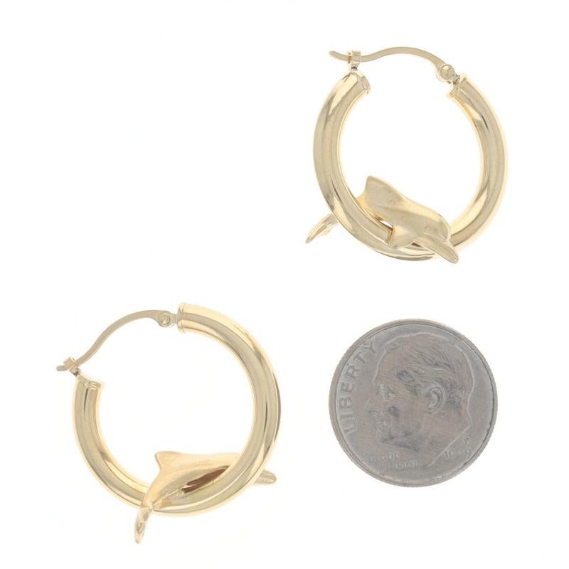 Boucles d'oreilles dauphin en or jaune - 14k Ocean Pierced Pour femmes en vente