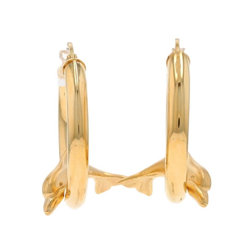 Boucles d'oreilles dauphin en or jaune - 14k Ocean Pierced Excellent état - En vente à Greensboro, NC