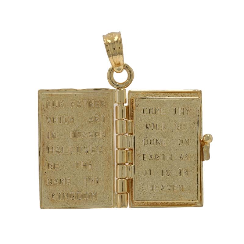 Charm in oro giallo con preghiera del Signore - Bibbia in oro giallo 14k In condizioni ottime in vendita a Greensboro, NC
