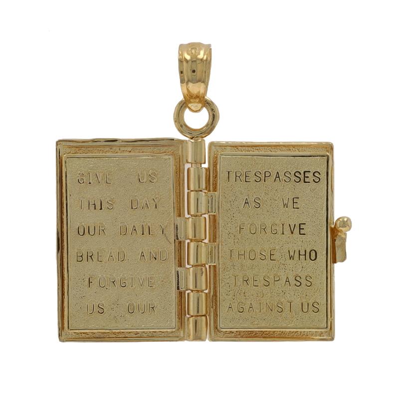 Donna Charm in oro giallo con preghiera del Signore - Bibbia in oro giallo 14k in vendita